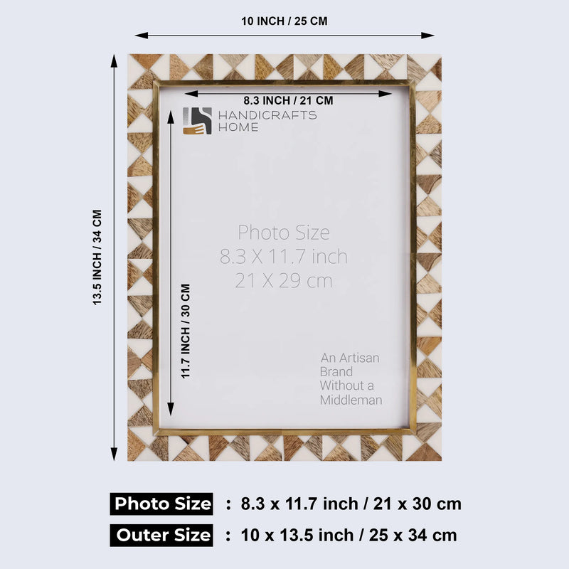 Size Chart for Poster Frame Halo Ivory Wood & Resin Inlay Make to Order 8.3X11.7