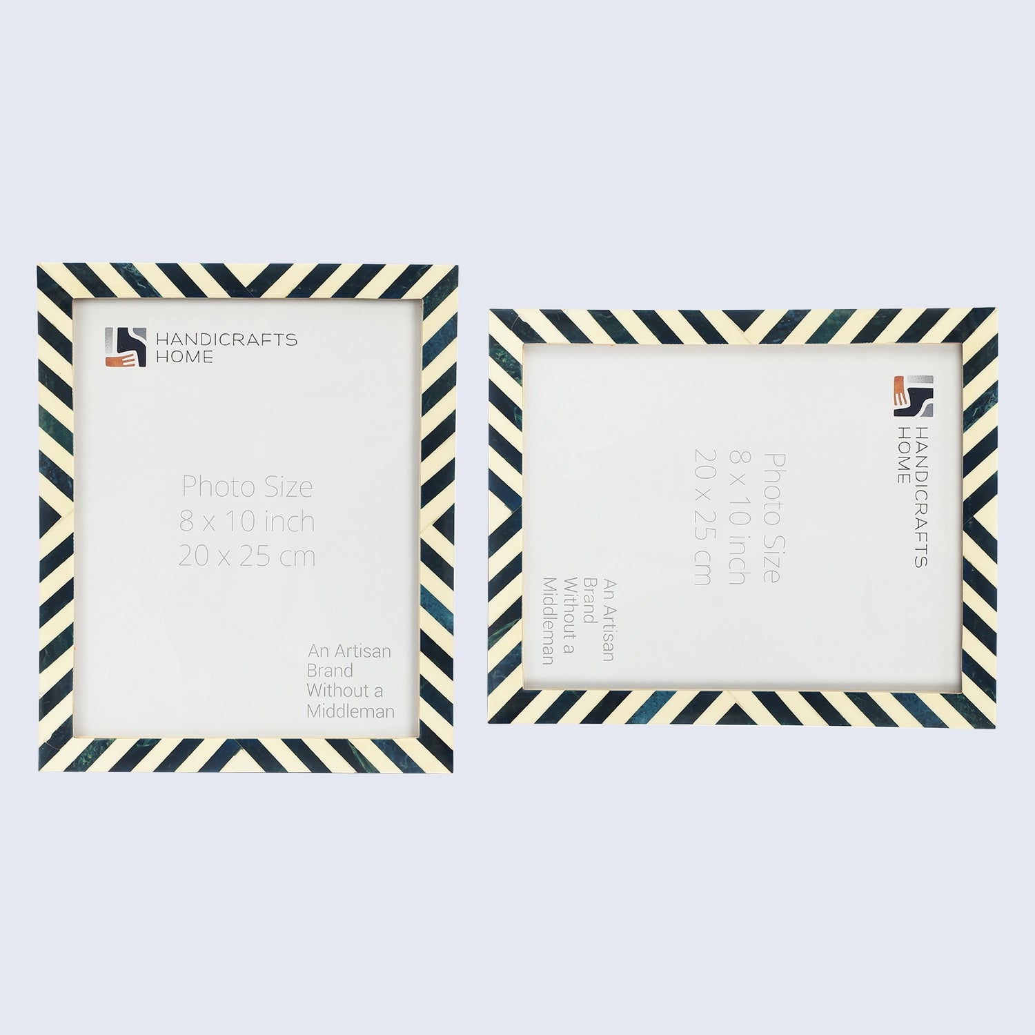 Candy Cane Blueberry Resin Inlay Picture Frame, Blue - White, 3 Sizes (Set of 2)