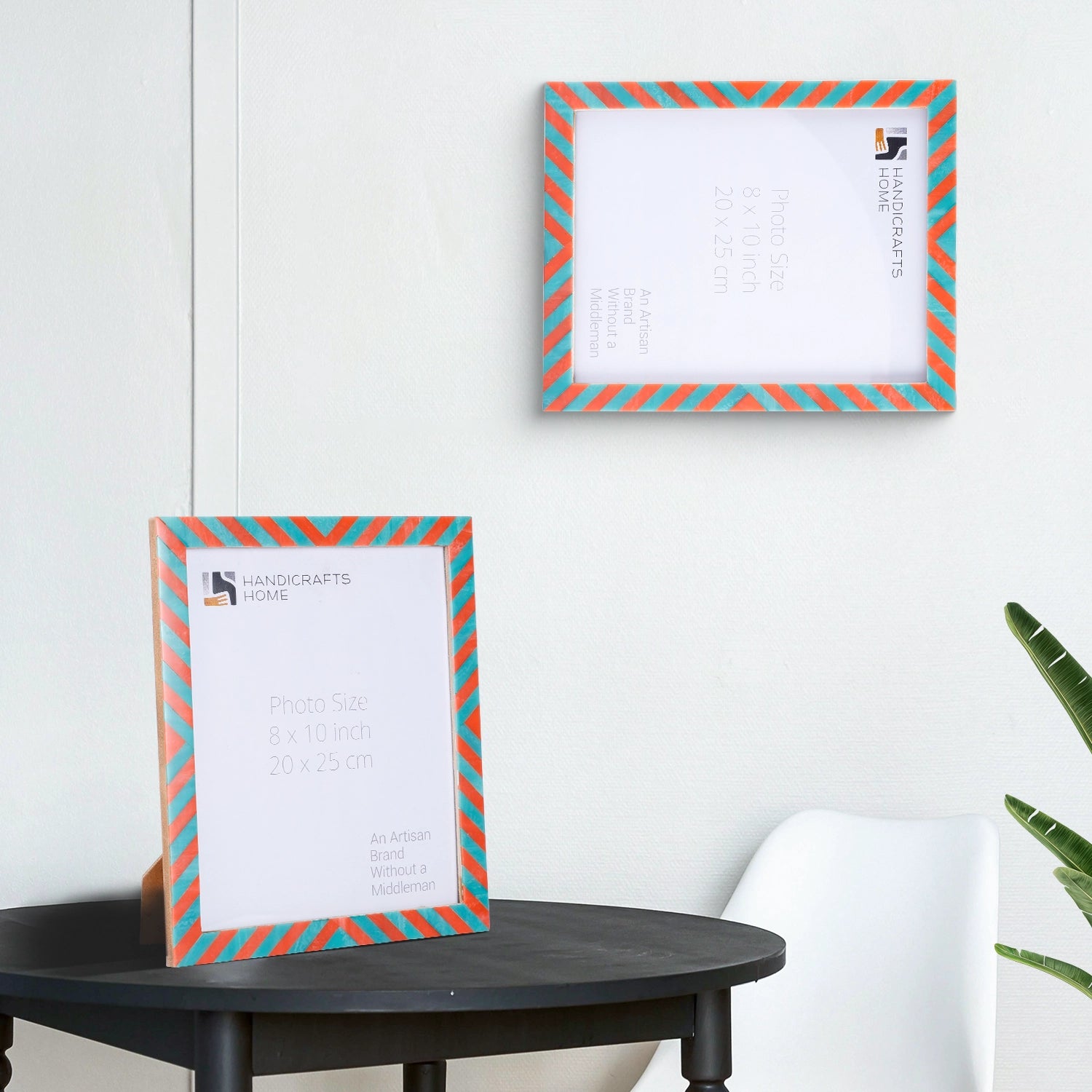 Candy Cane Melon Twist Resin Inlay Picture Frame, Red - Green, 3 Sizes (Set of 2)