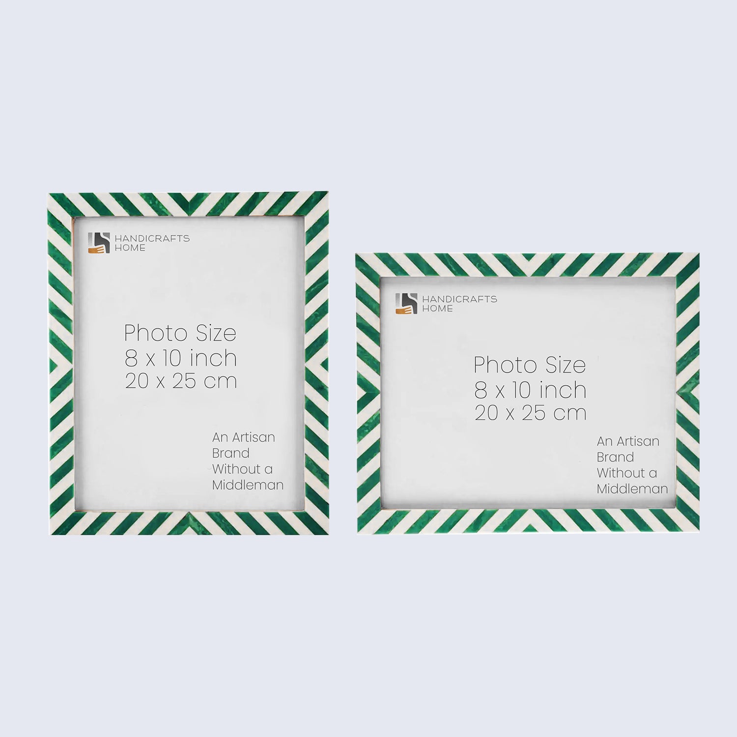 Candy Cane Mint Resin Inlay Picture Frame, Green - White, 3 Sizes (Set of 2)