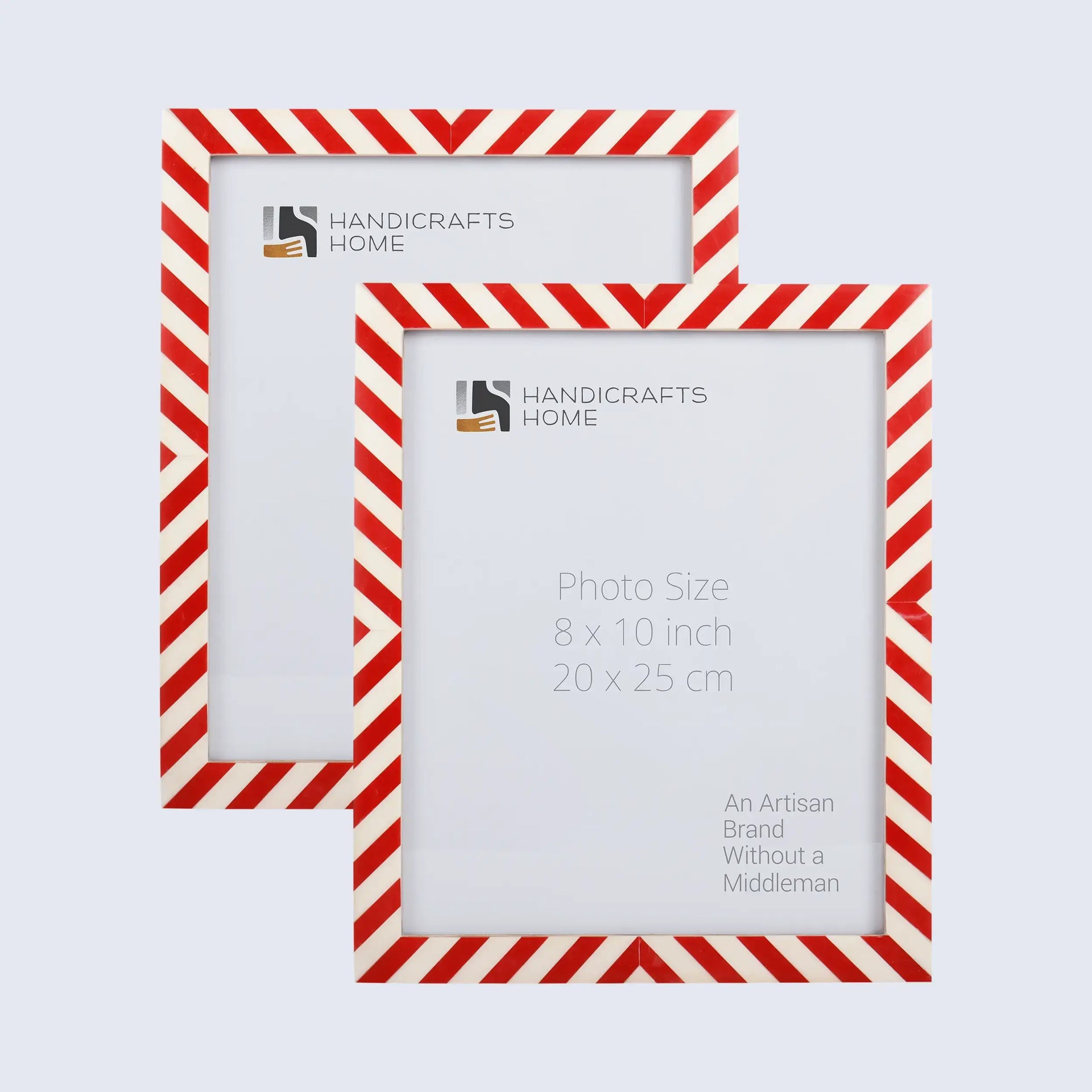 Candy Cane Strawberry Resin Inlay Picture Frame, Red - White, 3 Sizes (Set of 2)