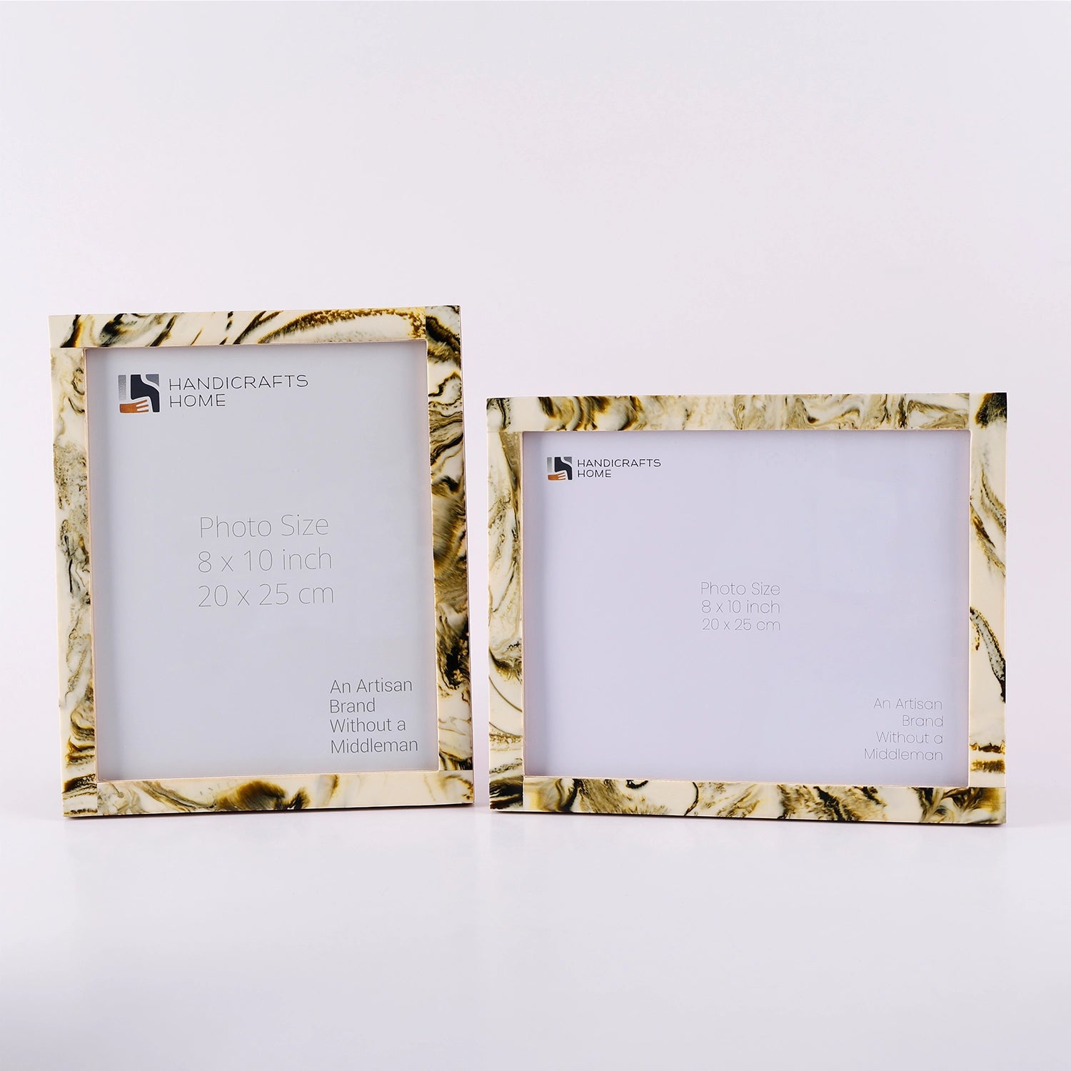 Picture Frame Deco Marble Collection Resin & Brass Inlay Classic Marble Finish – 3 Sizes (Pack of 2)