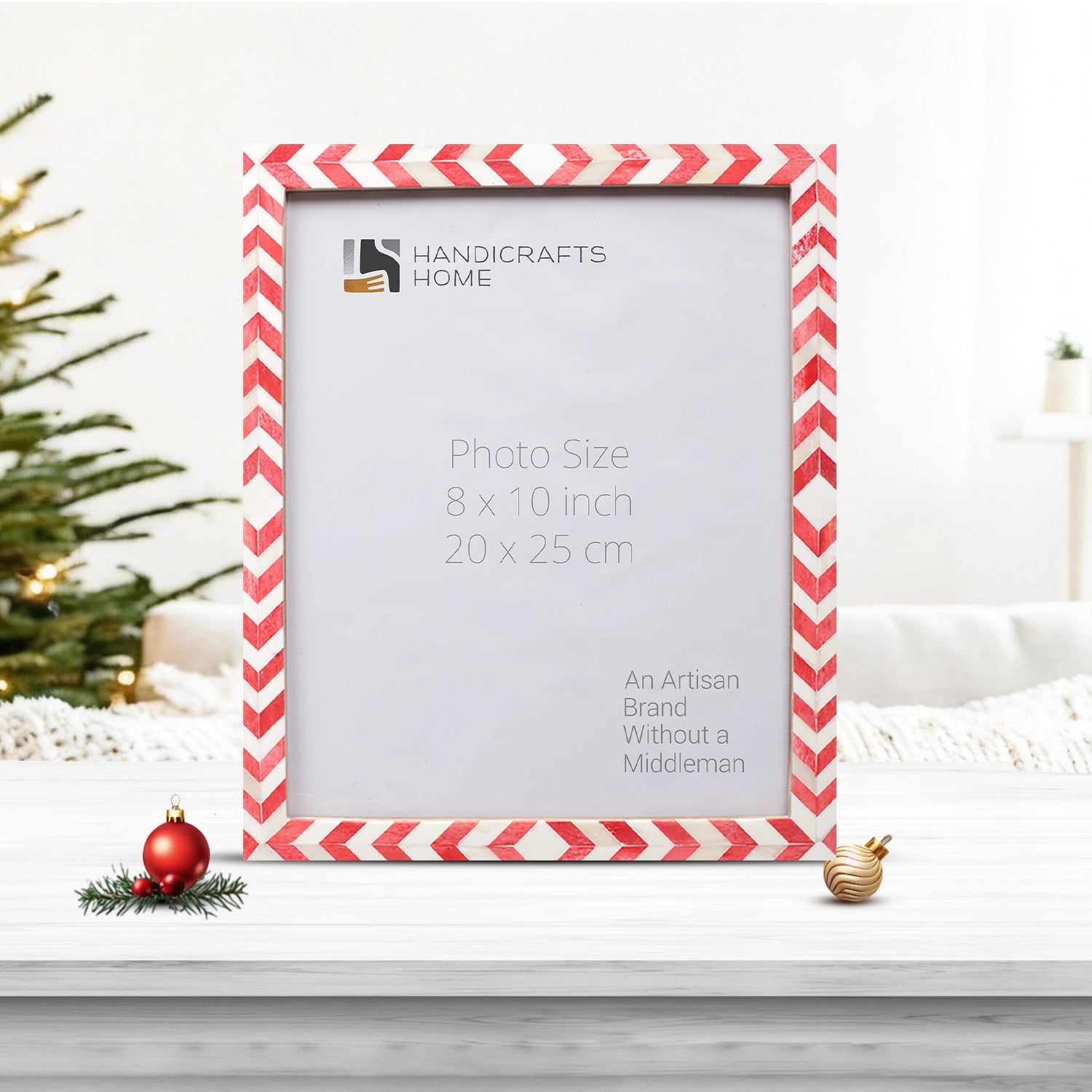 Picture Frame Mosaic Chevron Collection Resin Inlay Red White 3 Sizes