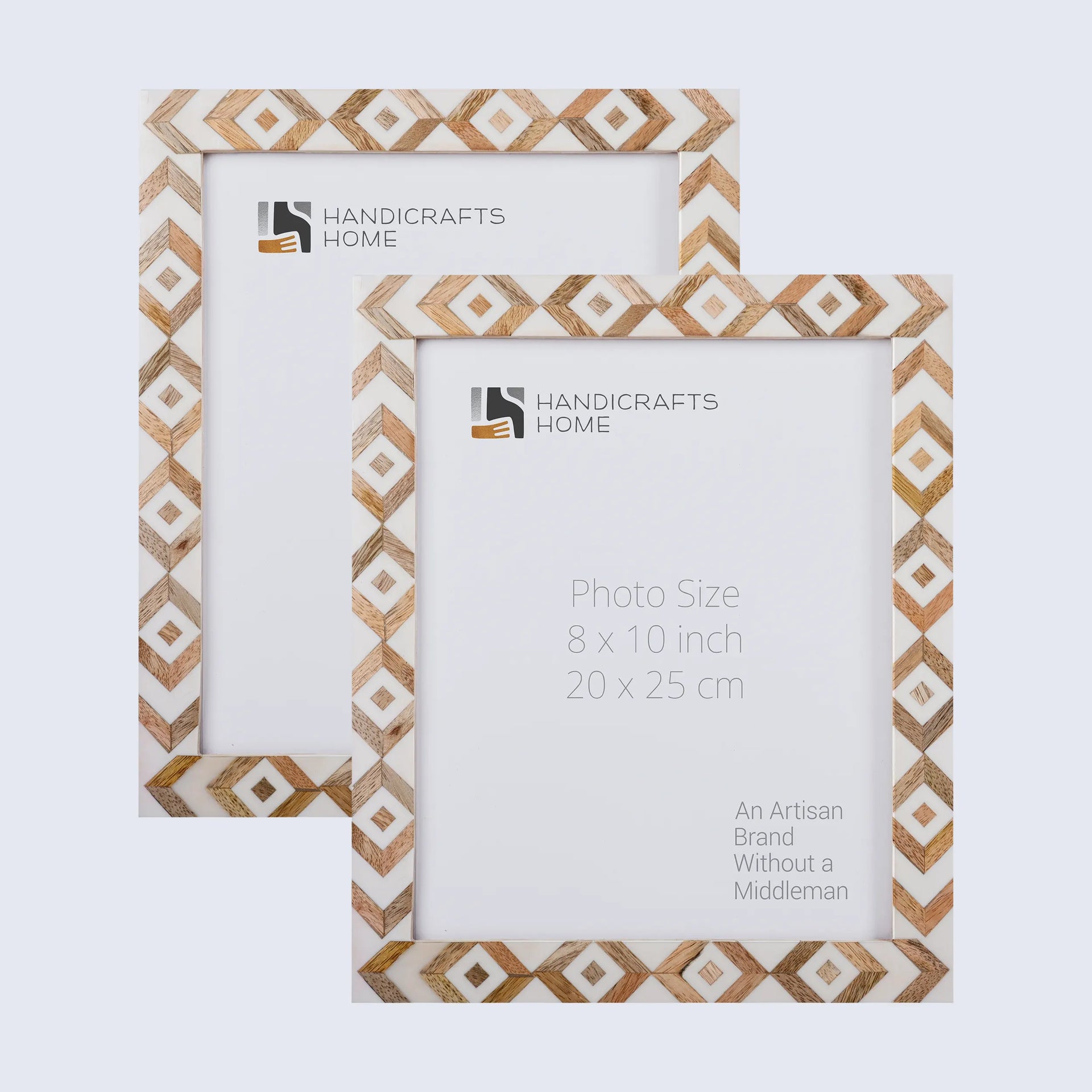 Picture Frame Marquet Array Collection Wood Resin Inlay Brown white Pack of 2  in 8 Sizes