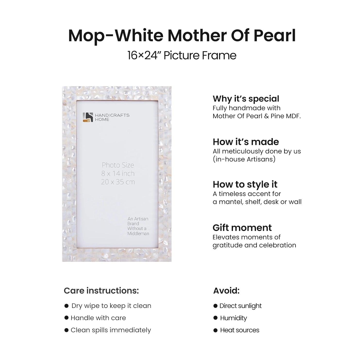Poster Frame Mother of Pearl Collection White 8x14