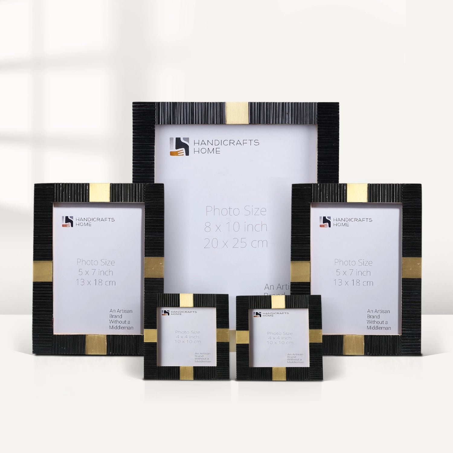 Black Resin Inlay Picture Frame Set with Brass Accent ( 5 Pieces)