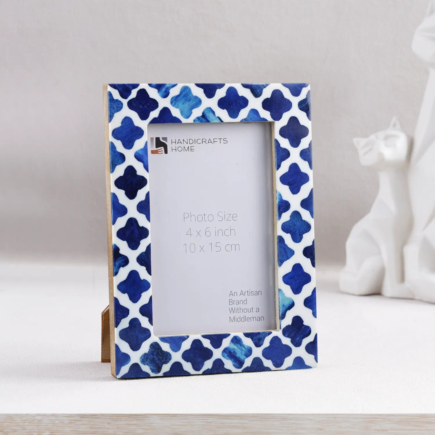 Picture Frame Indigo Collection Bone & Resin Inlay, Blue - White, 4" x 6"