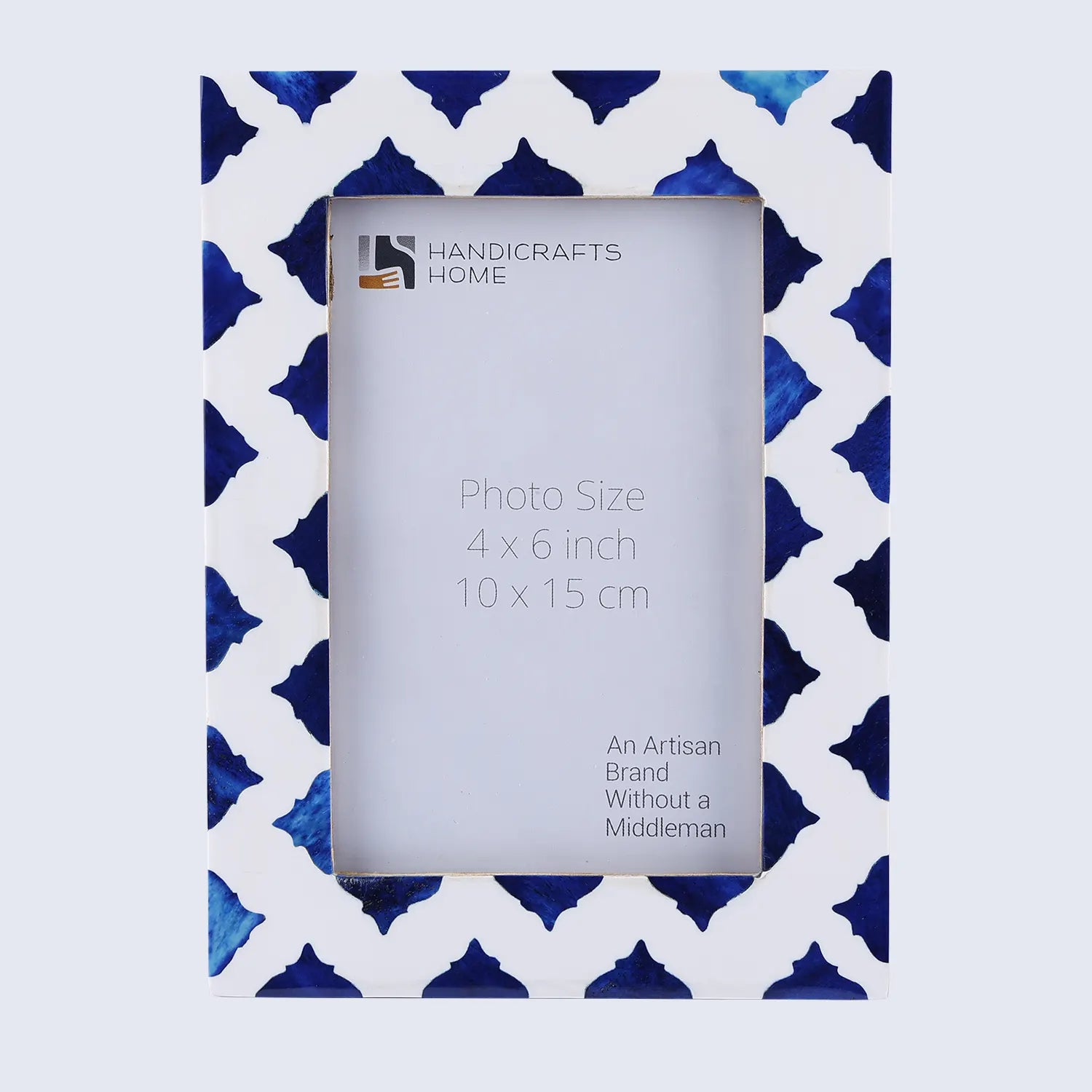 Picture Frame Indigo Pattern Collection Bone Resin Inlay White Blue 4x6