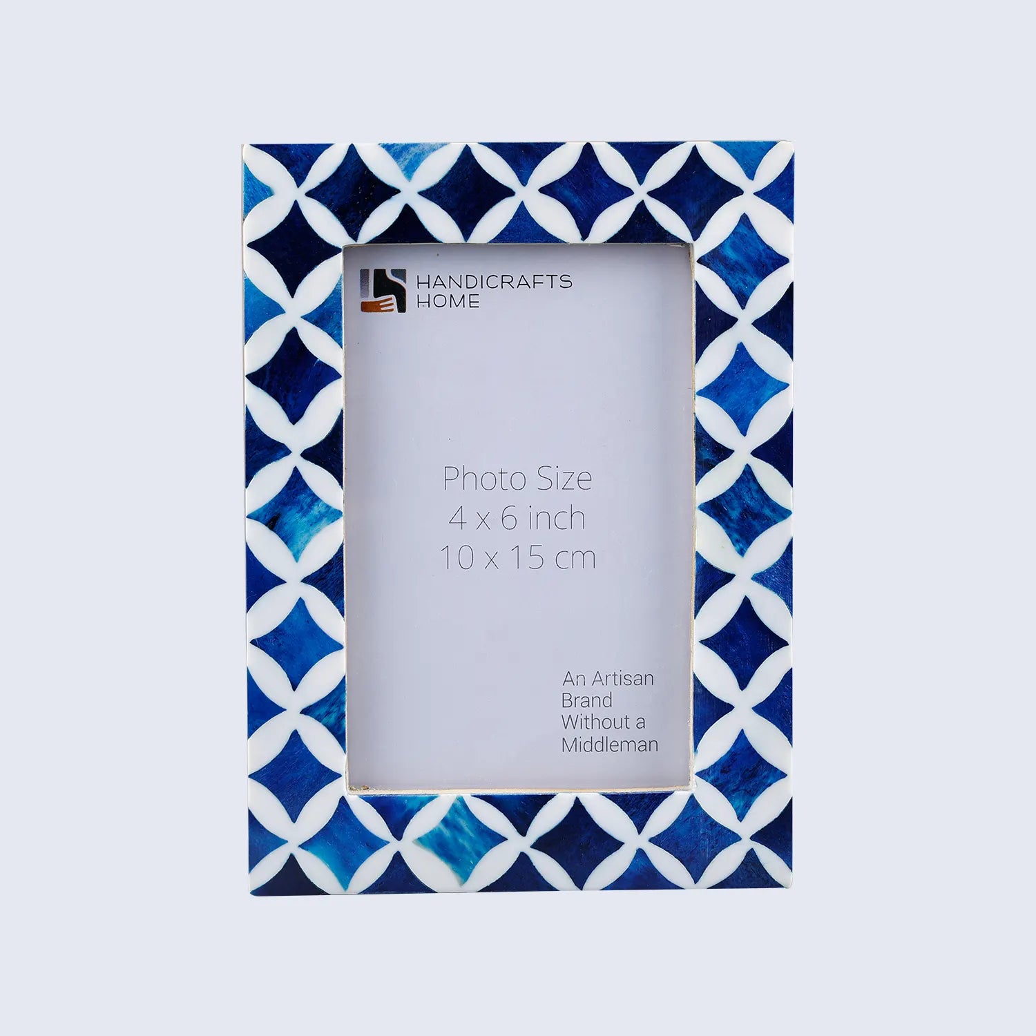 Picture Frame Indigo Pattern Collection Bone Resin Inlay Blue White 4x6