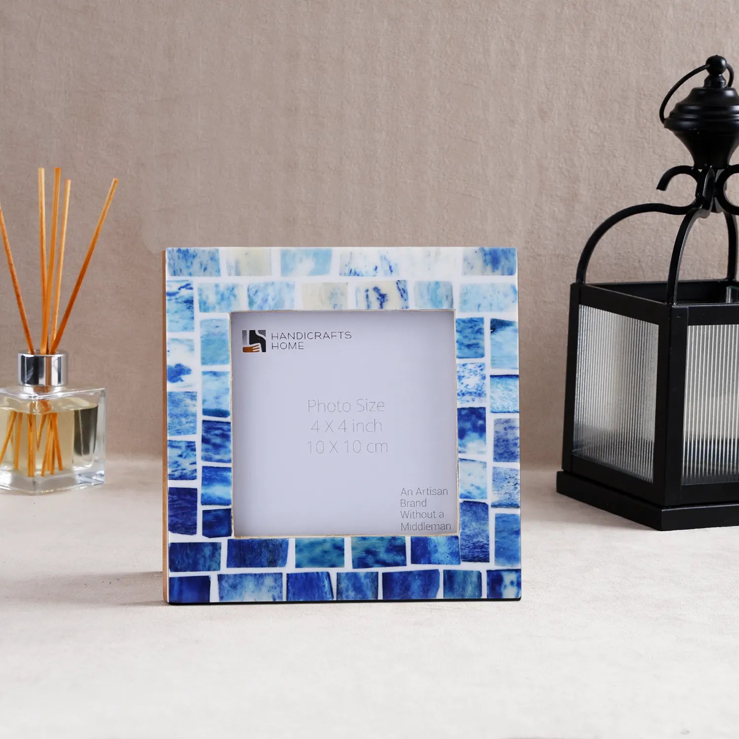 Baby Picture Frames Indigo Pattern Bone Inlay 4" x 4"