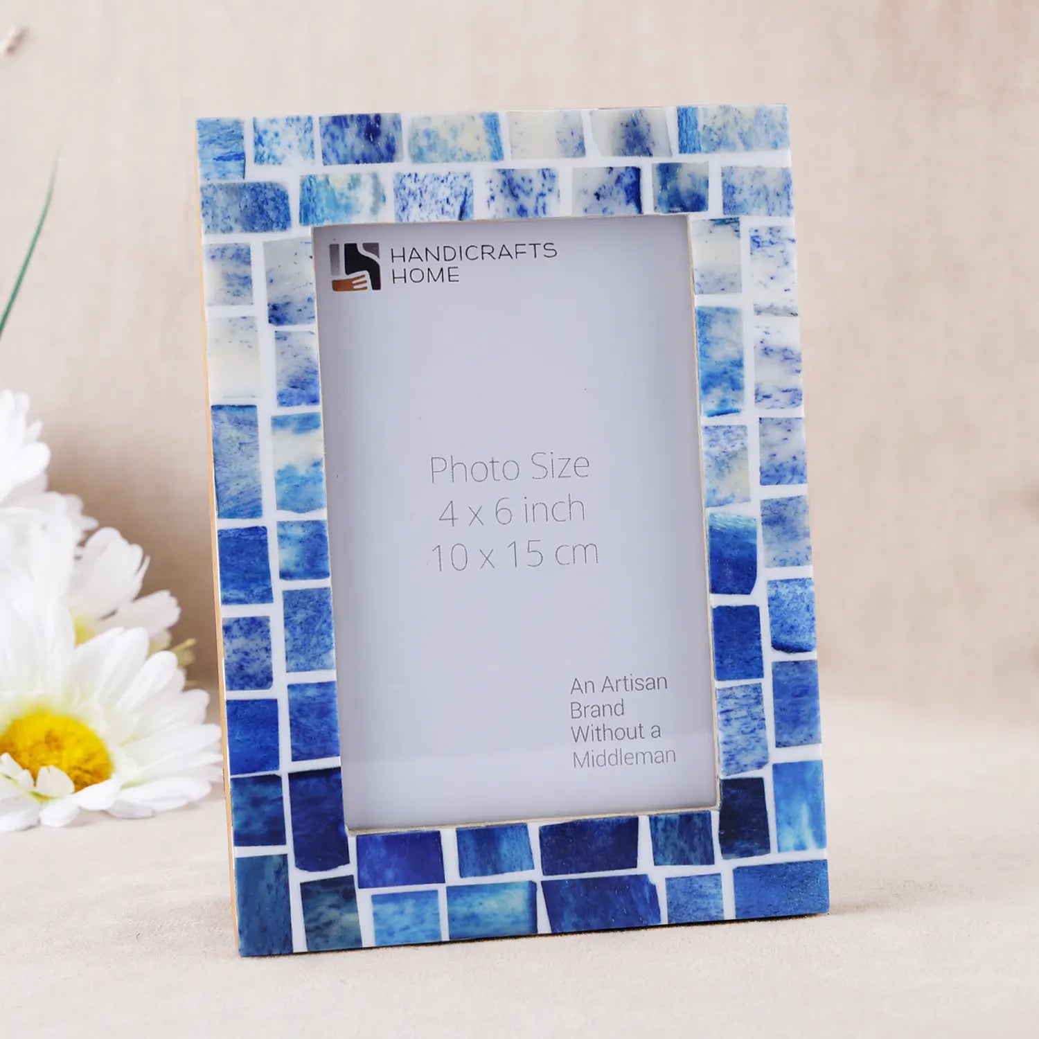 Picture Frame Indigo Mosaic Collection Bone Inlay - Blue, 4x6 & 5x7