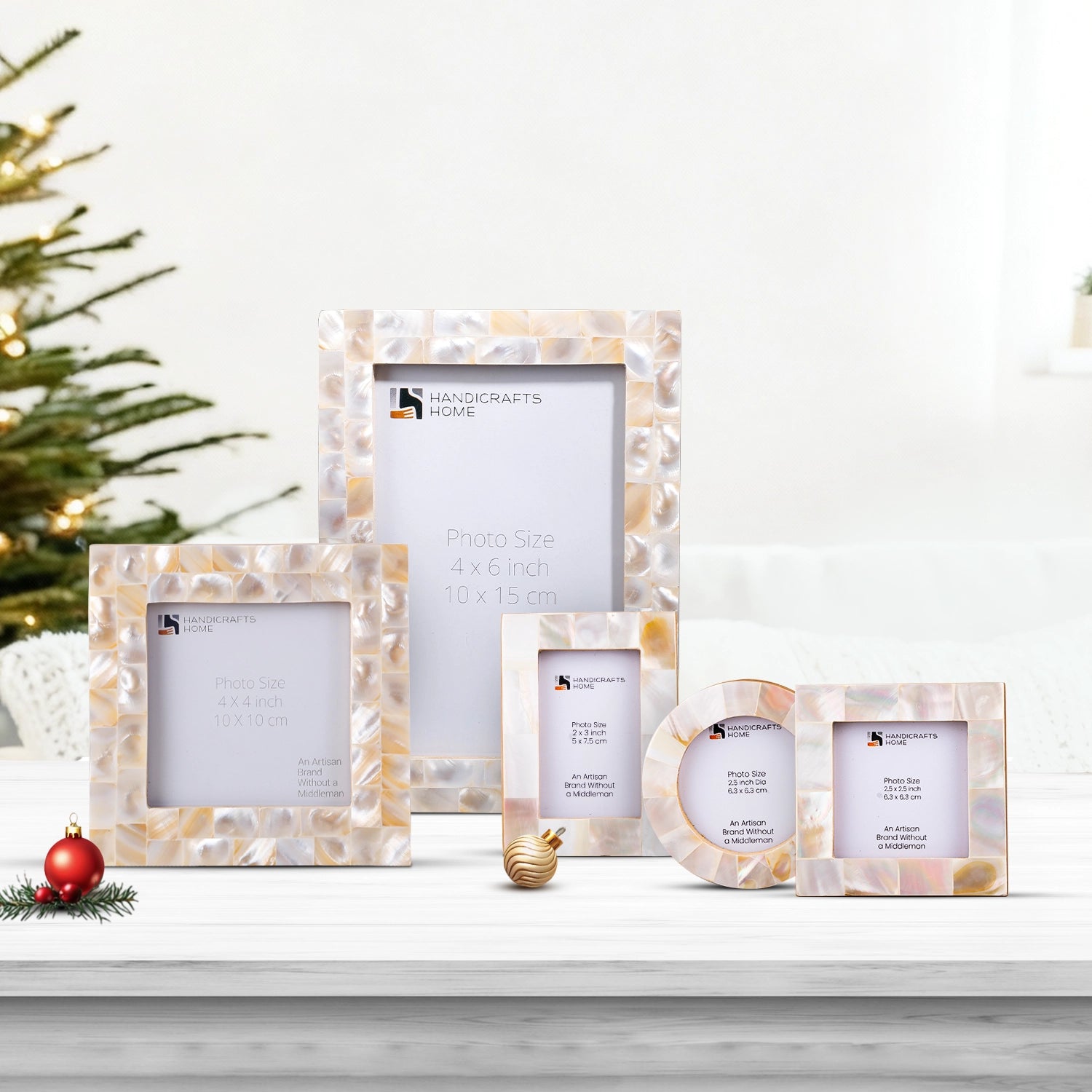 Picture Frames Mother of Pearl Collection White Pack of 5