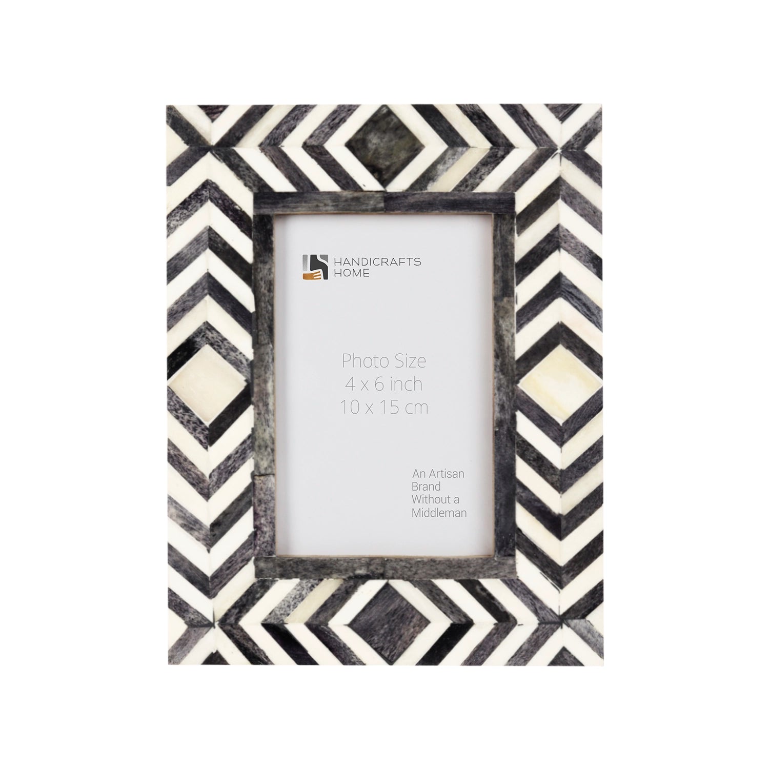 Photo Frame Mosaic Slate Chevron Collection Bone Inlay Grey White 4x6