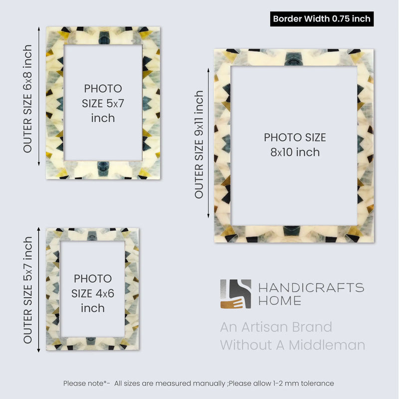 Size Chart for Picture Frame Deco Gatsby Collection Resin & Brass Inlay Classic Black & Gold – 3 sizes (Pack of 2)