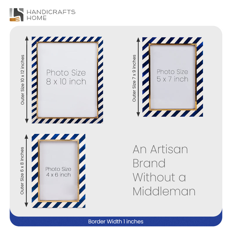 Size Chart for Picture Frame Halo Gondola Collection Resin Inlay & Brass Multi-Color – 4x6, 5x7 & 8x10