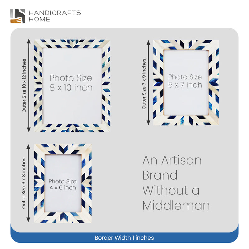Size Chart for Picture Frames  Hypno Frost Collection Bone Inlay White-Blue, 3 Sizes