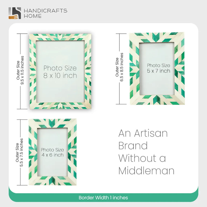 Size Chart for Picture Frame Hypno Nature Pattern Collection Bone Inlay Green White 4x6 5x7 8x10