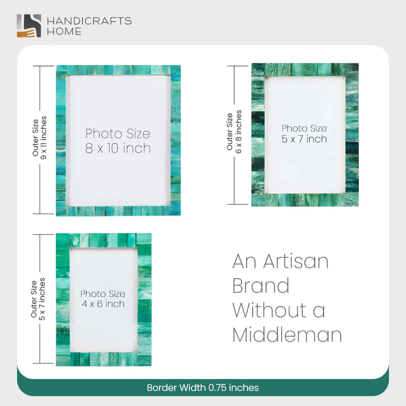 Size Chart for Picture Frame Classic Pattern Collection Bone Inlay Green – Pack of 2 4x6 & 5x7