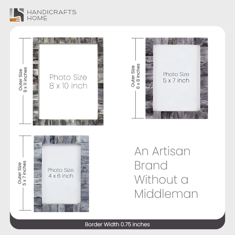 Size Chart for Picture Frame Classic Pattern Collection Bone Inlay Grey – 3 Sizes (Pack of 2)
