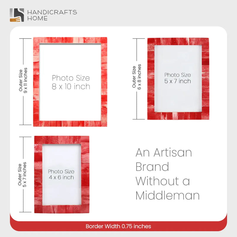 Size Chart for Picture Frame Classic Pattern Collection Bone Inlay Yellow Pack of 2 – 3 sizes