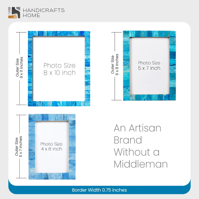 Size Chart for Picture Frame Classic Collection Bone Inlay Turquoise Pack of 2 – 3 Sizes
