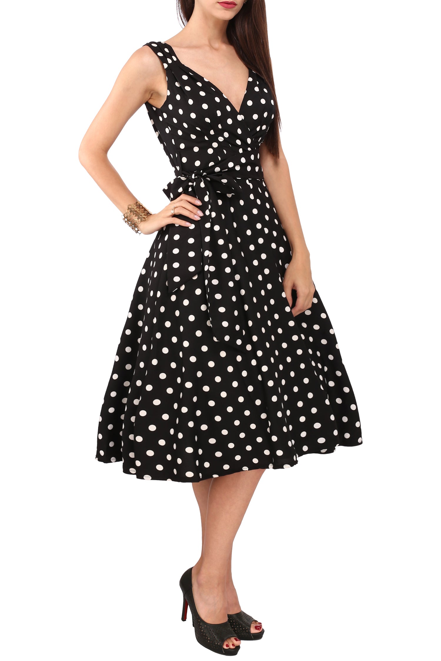 Miss Lavish London Floral Retro Fit & Flare Midi Dress