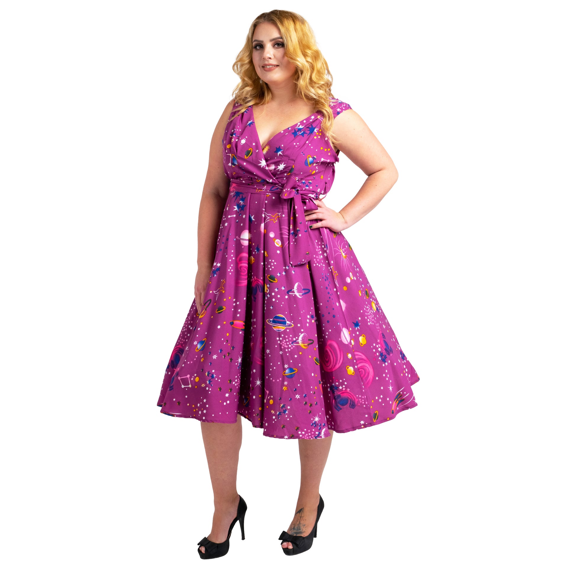 Miss Lavish London Floral Retro Fit & Flare Midi Dress