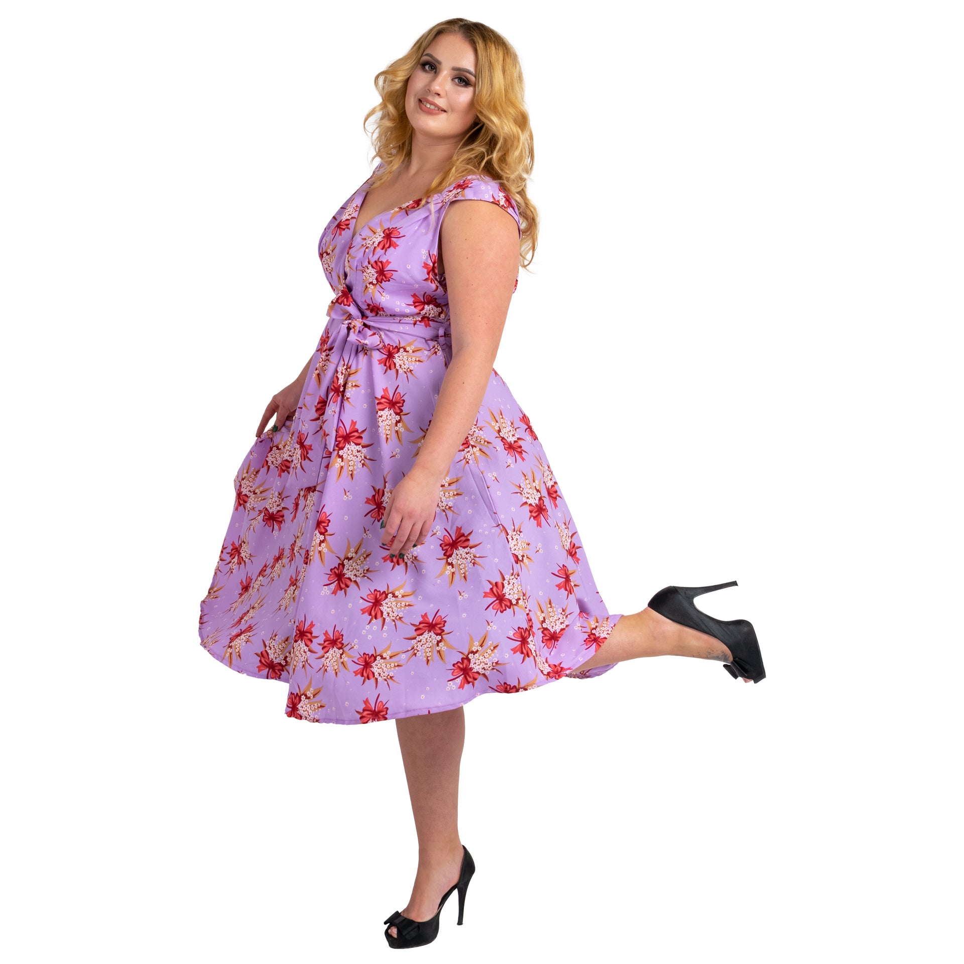Miss Lavish London Floral Retro Fit & Flare Midi Dress