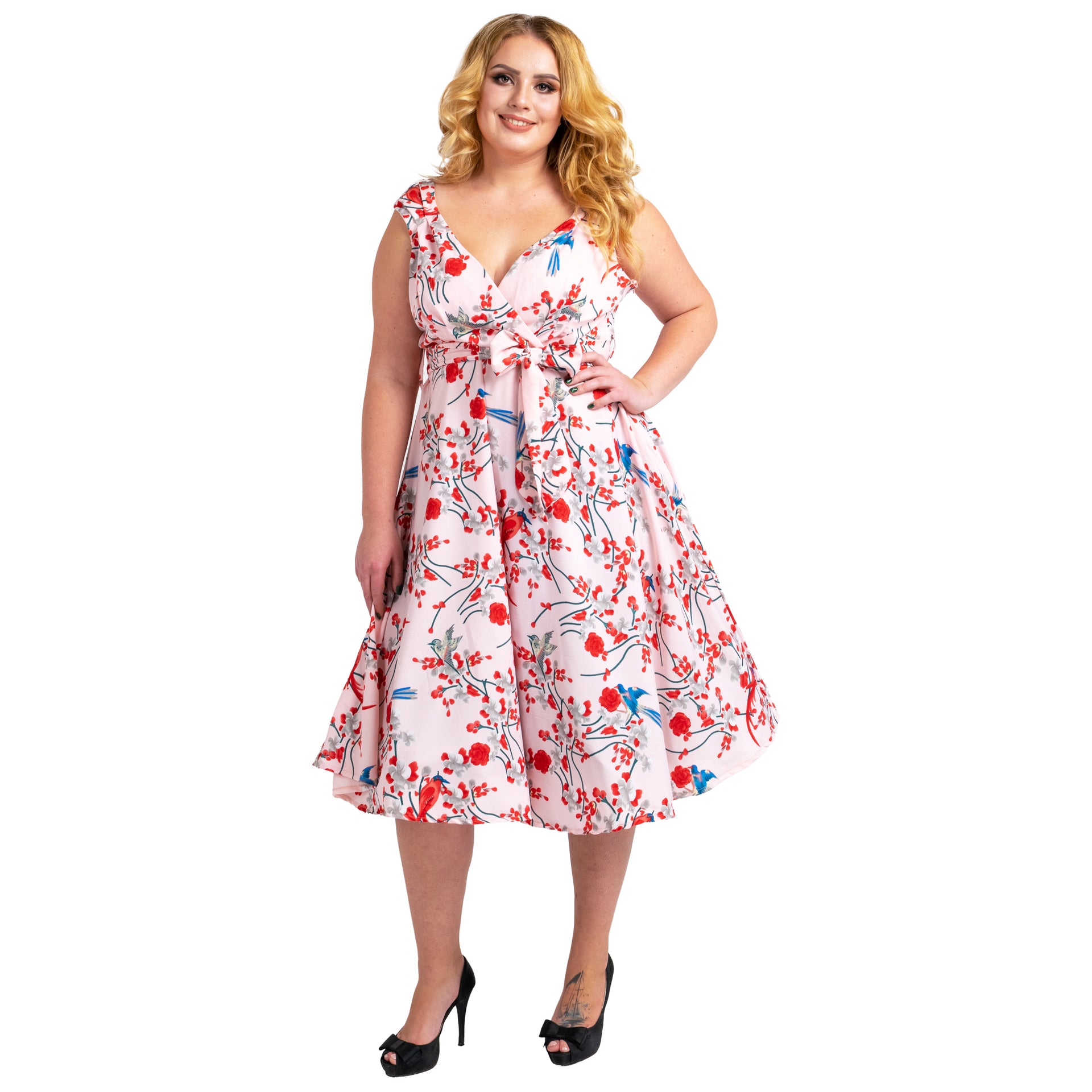 Miss Lavish London Floral Retro Fit & Flare Midi Dress