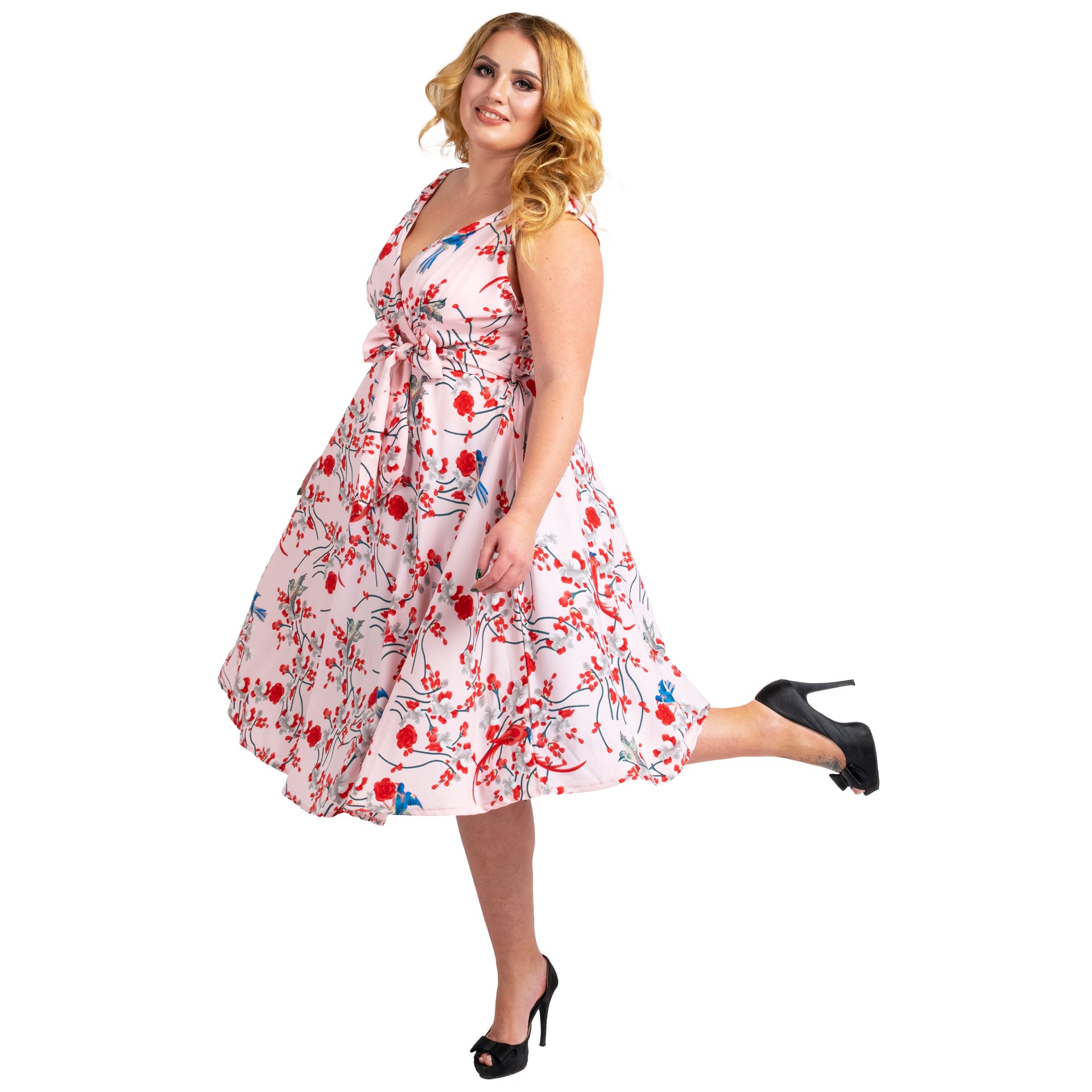 Miss Lavish London Floral Retro Fit & Flare Midi Dress
