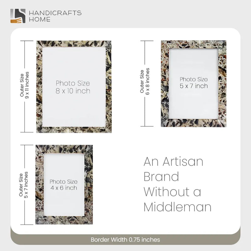 Size Chart for Picture Frame Rare Earth Corsica Pattern Collection Resin Inlay Multi – 3 Sizes