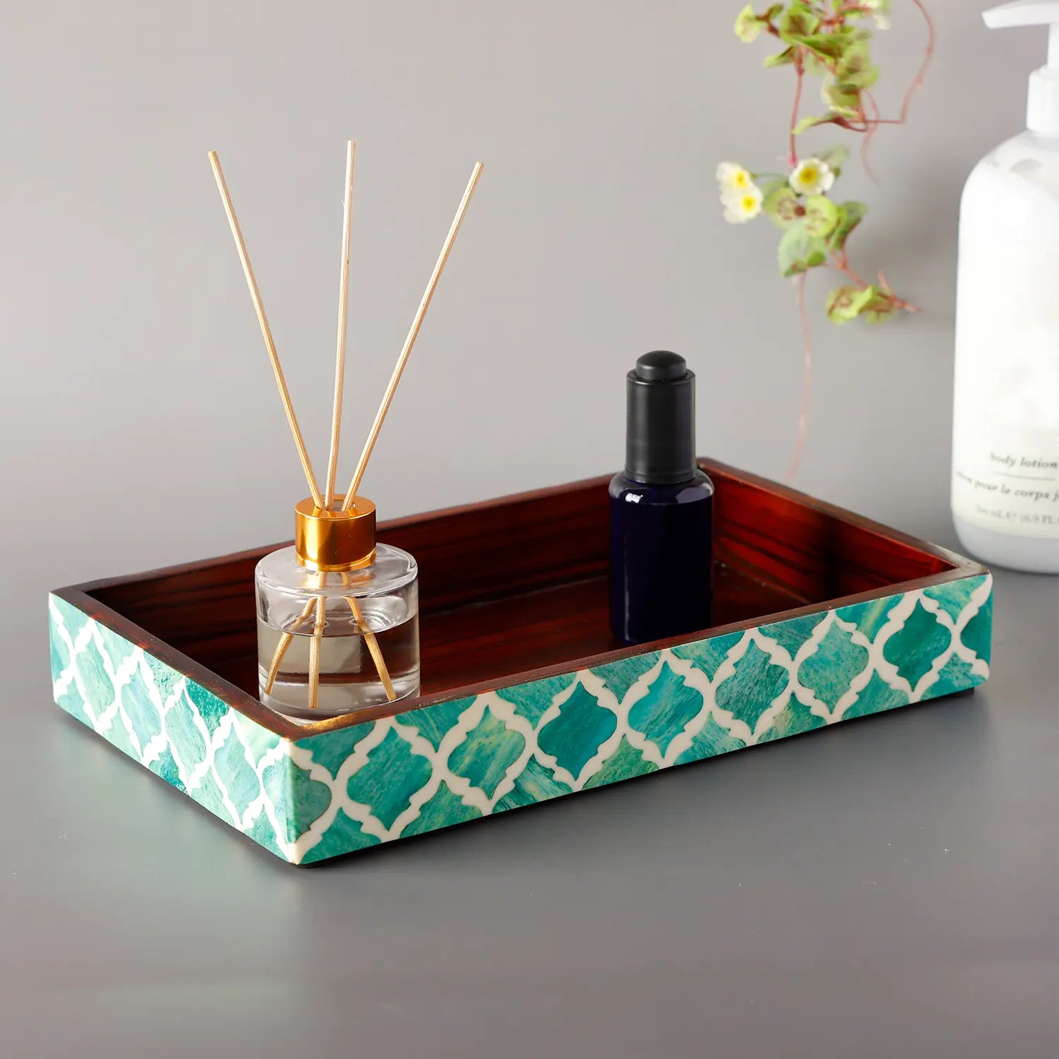 Moroccan Bone Inlay Vanity Decorative Bathroom Tray 10x6