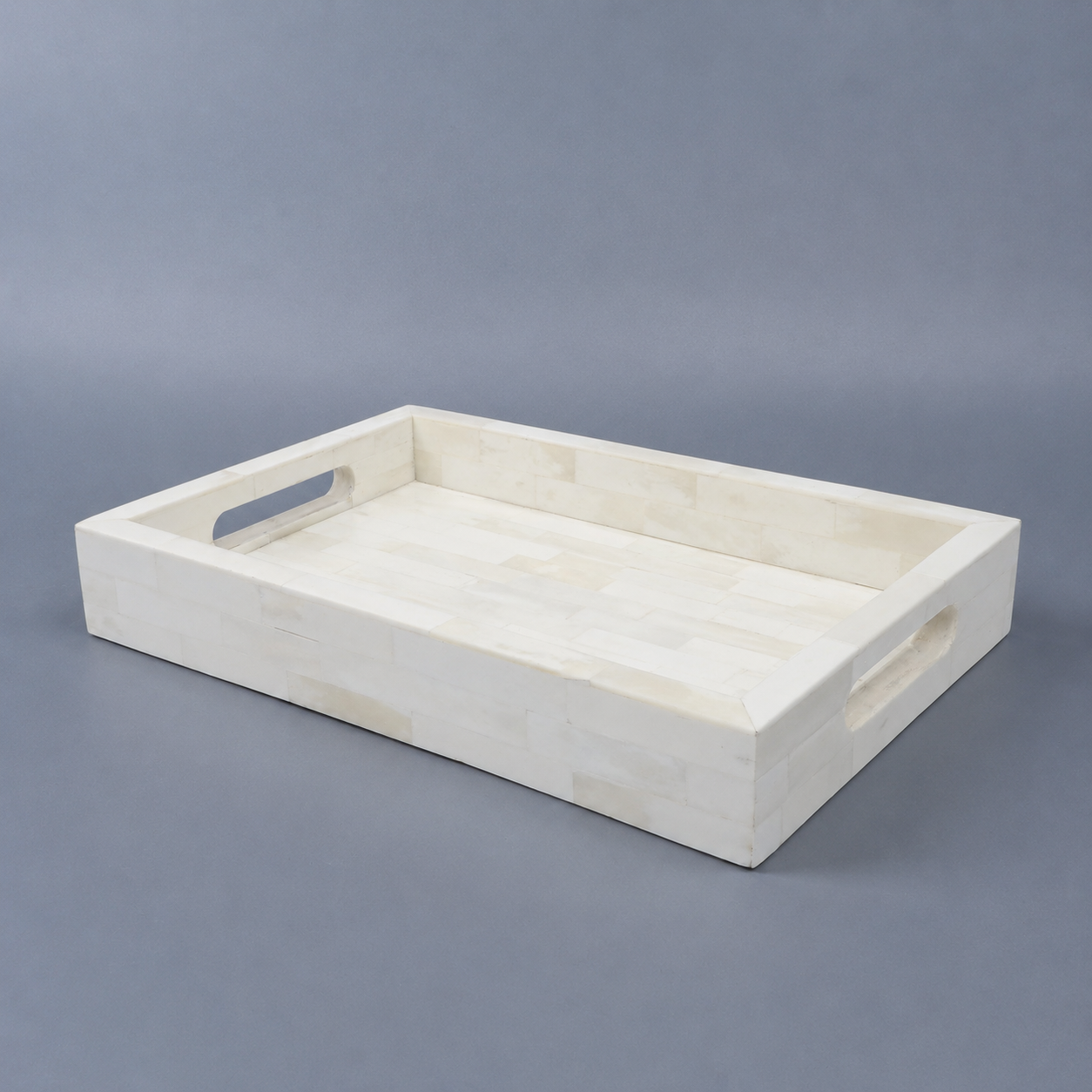 White Bone Inlay Decorative Tray Table Ottoman 11x17 12x12