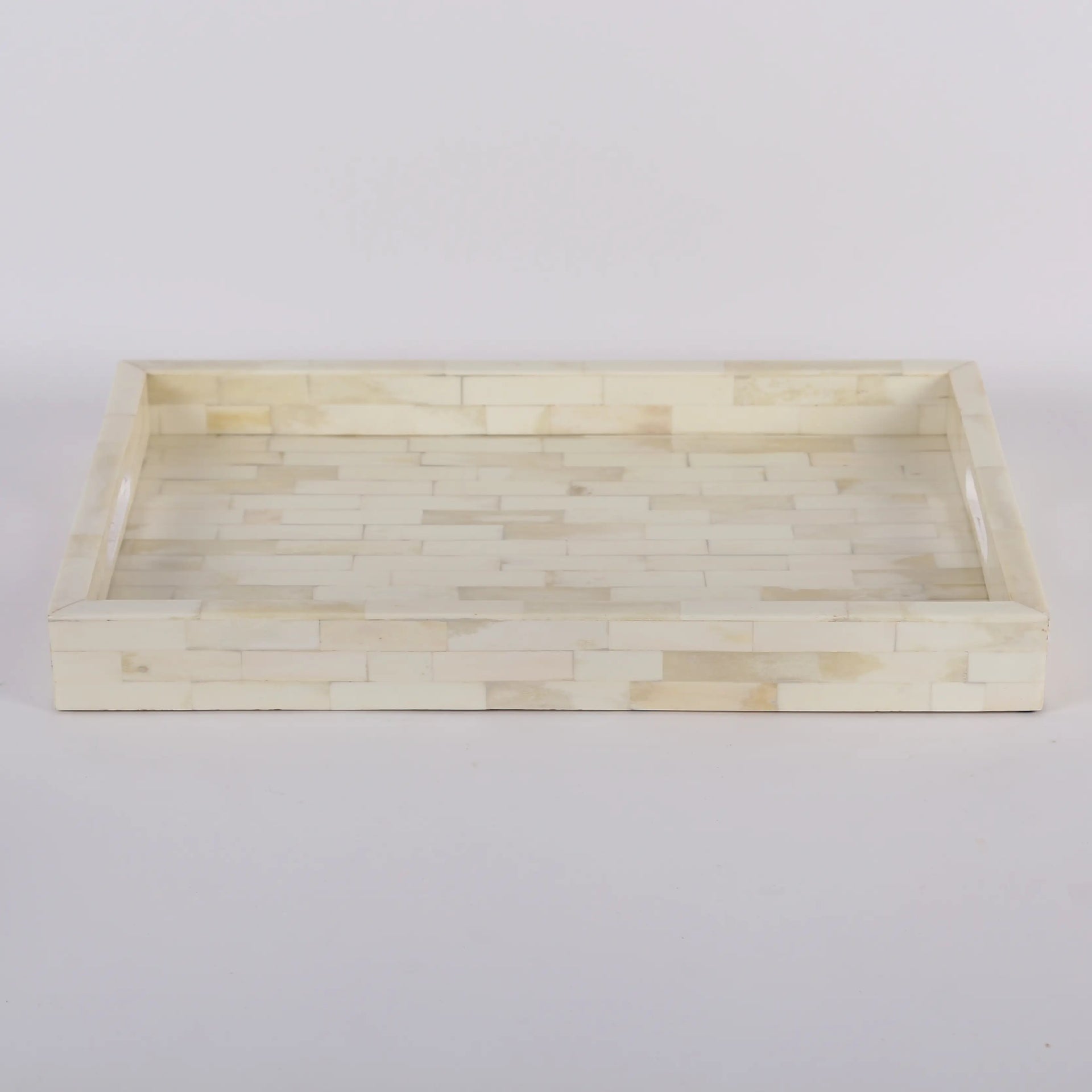White Bone Inlay Decorative Tray Table Ottoman 11x17 12x12