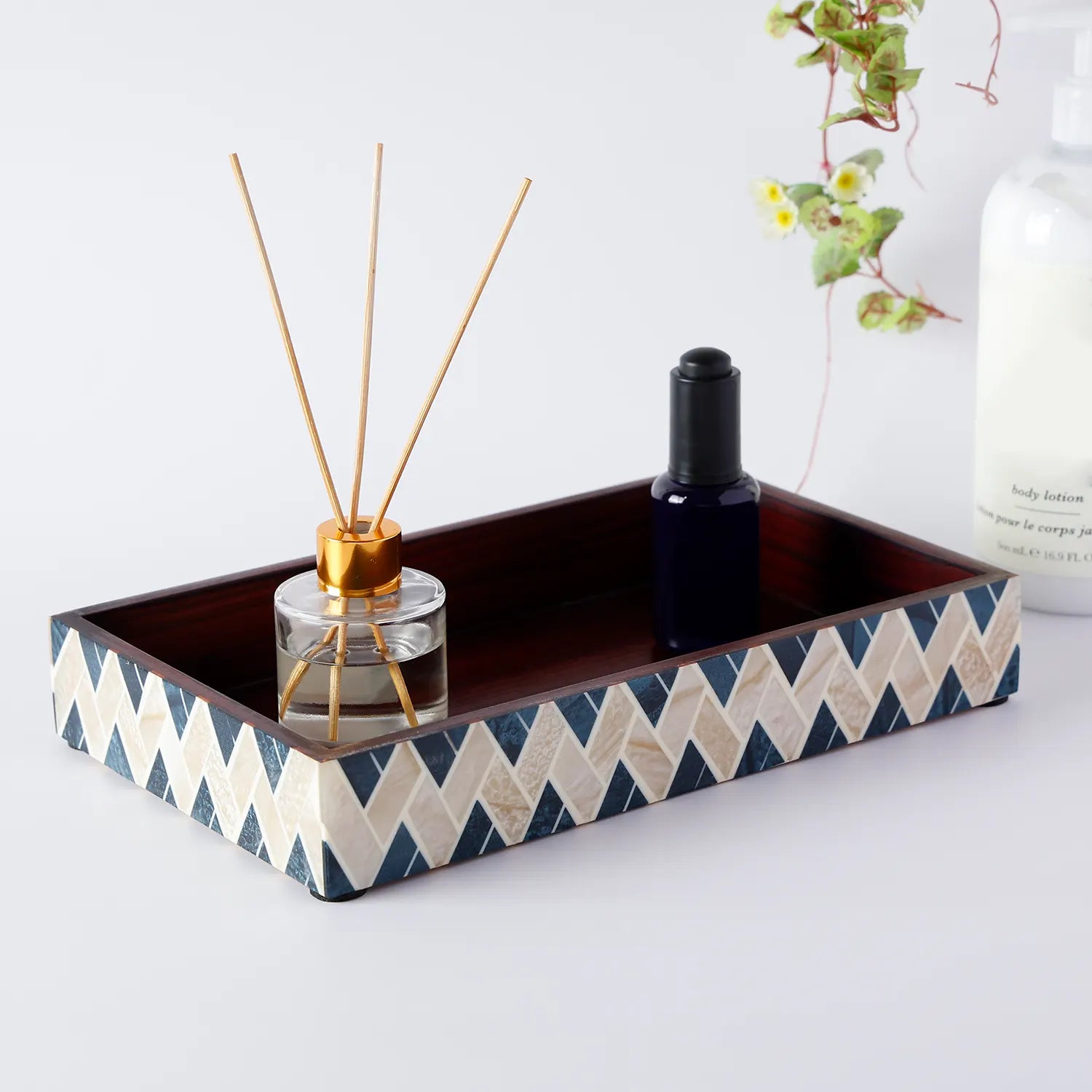 Resin Inlay Bathroom Tray Vanity Organizer Countertop Decorative Tray
