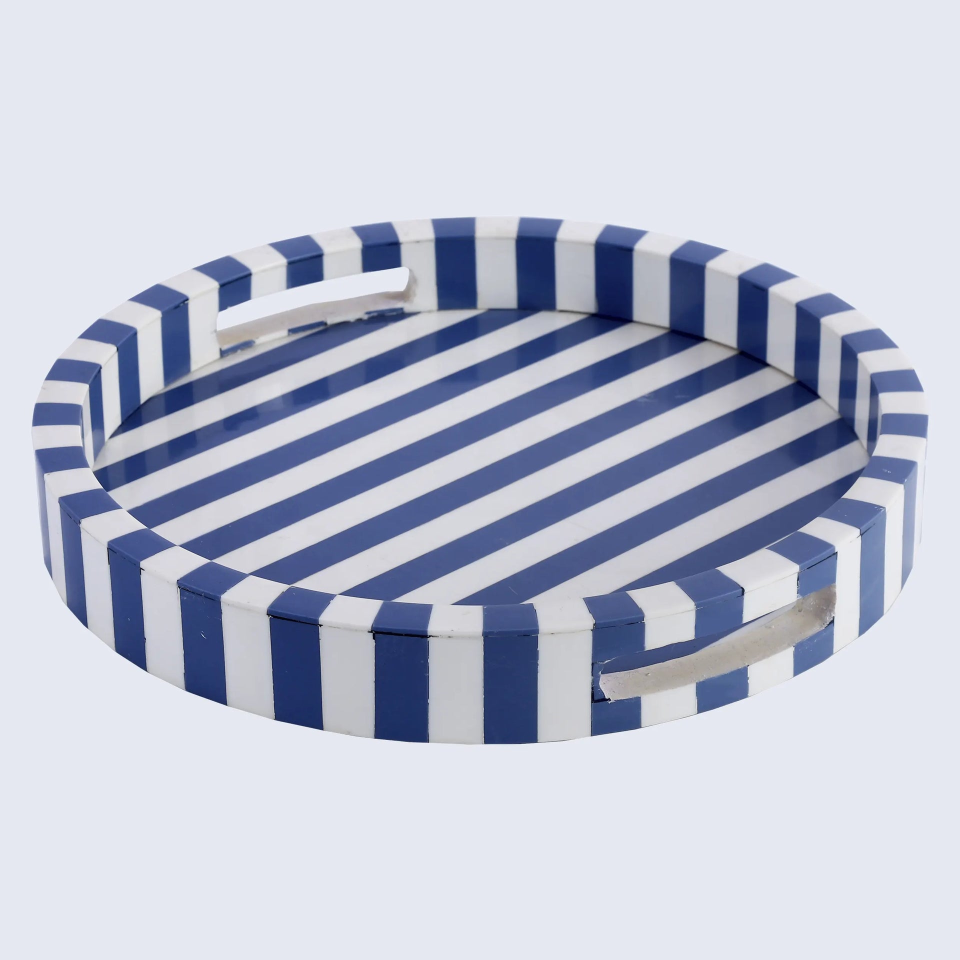 Riviera Ronde Blue White Round 12" Decorative Serving Tray