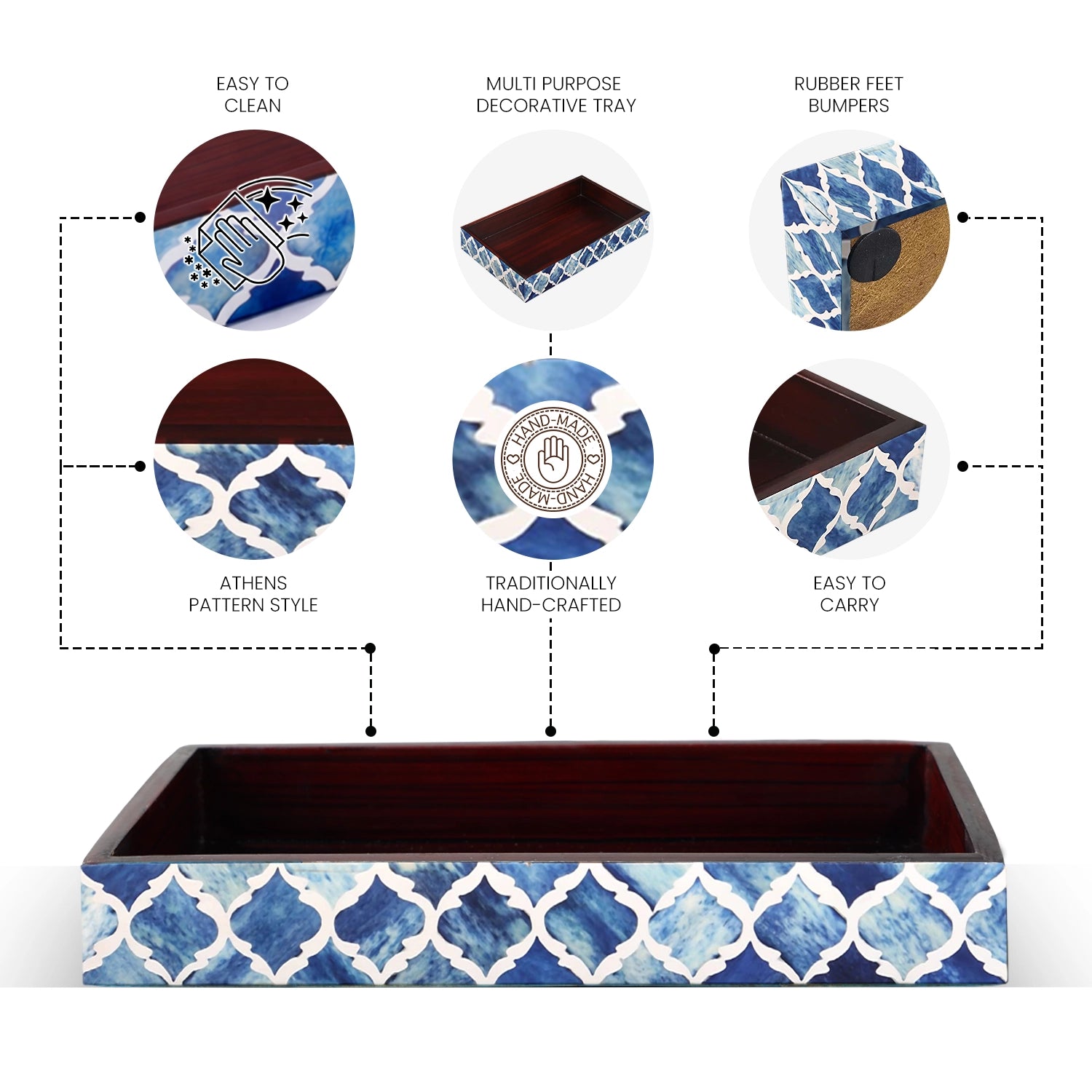 Moroccan Bone Inlay Vanity Decorative Bathroom Tray 10x6