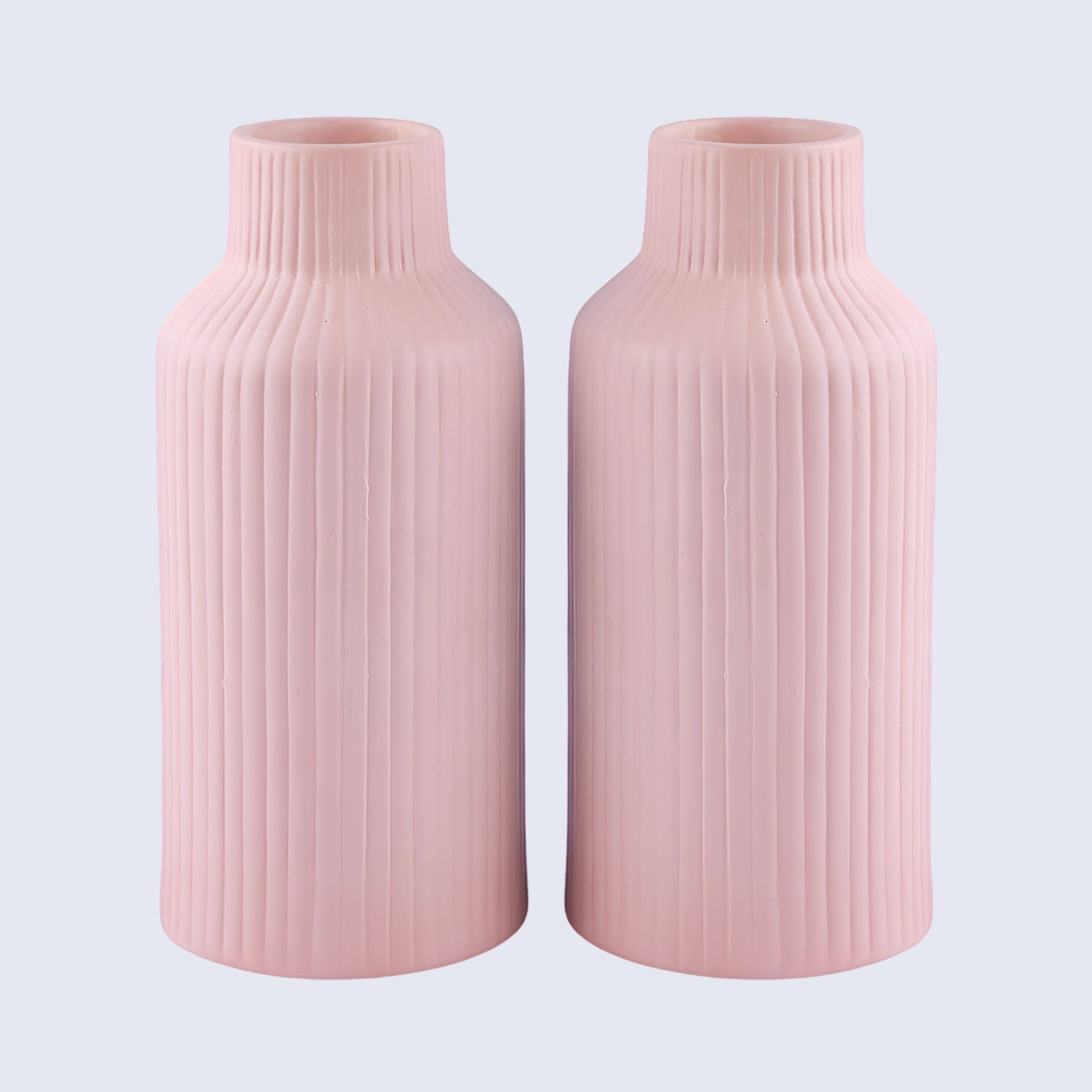 Ceramic Vase Stripped Handmade Pink Flower Vases  Set Of 2