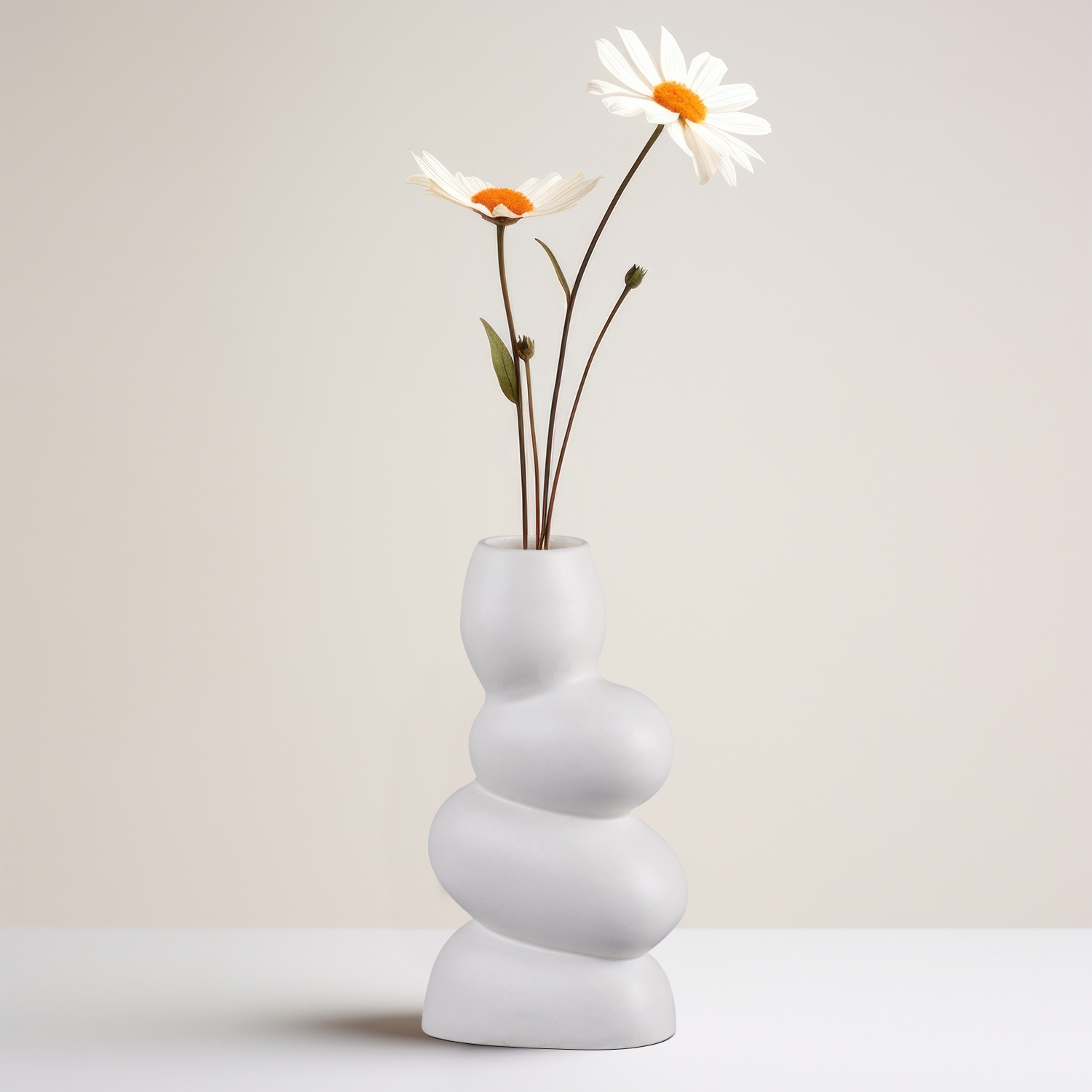 Ceramic Vase  Twist Curve For Flowers White Flower Vase