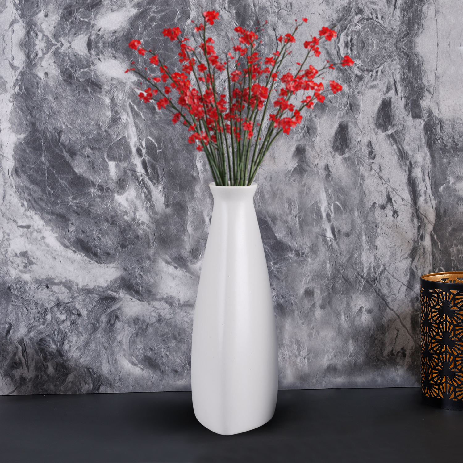 Ceramic Vase Taper Decorative Flower Vases Black & White Set Of 2