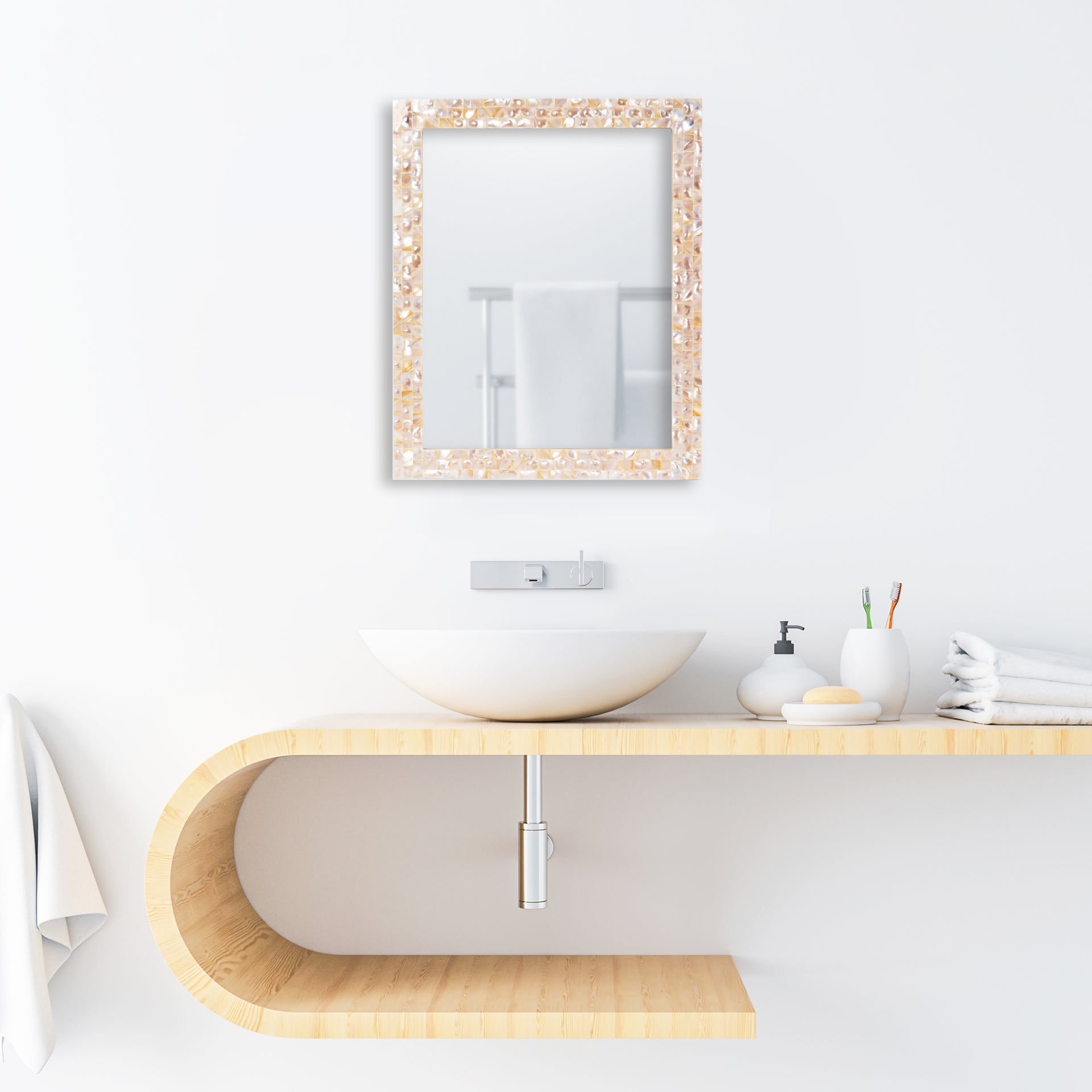 Make To Order Mother Of Pearl White Mirror in 9 Sizes