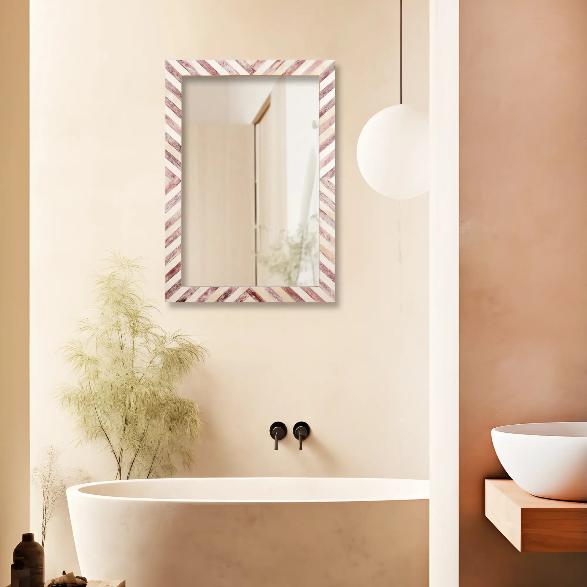 Make To Order Chevron Brown Mirror Bone Inlay Collection in 4 Sizes