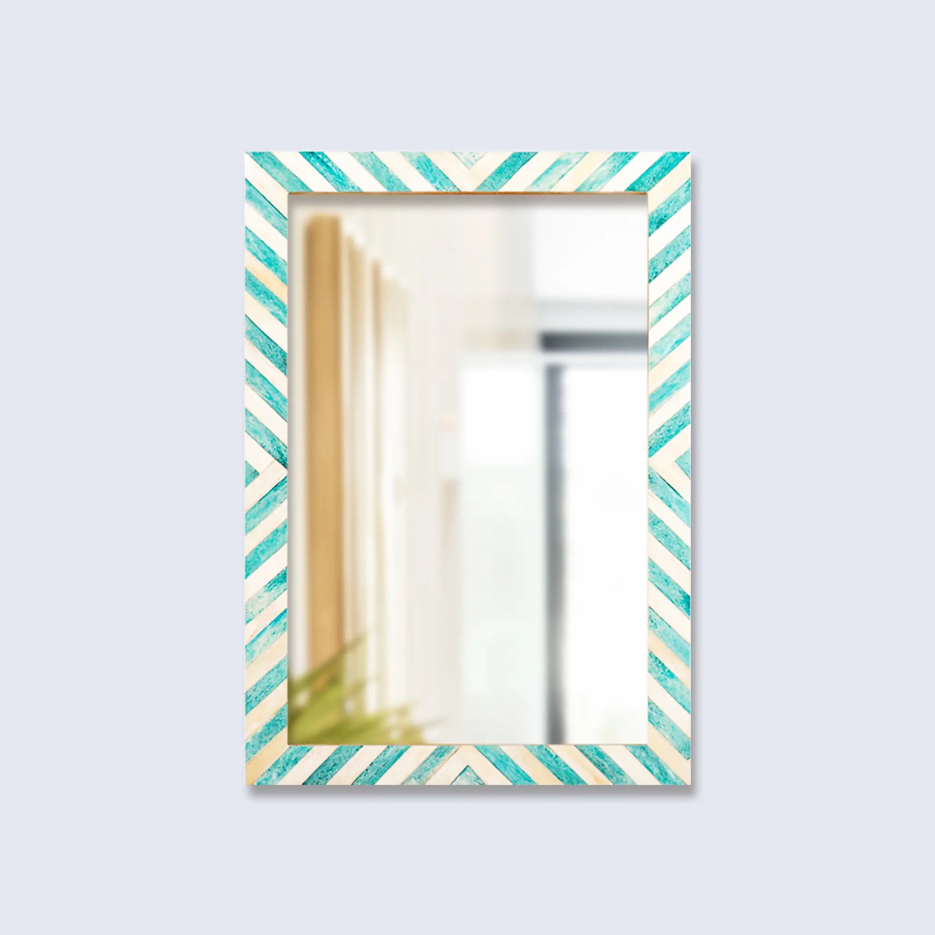 Make To Order Chevron Green Mirror Bone Inlay Collection in 3 Sizes