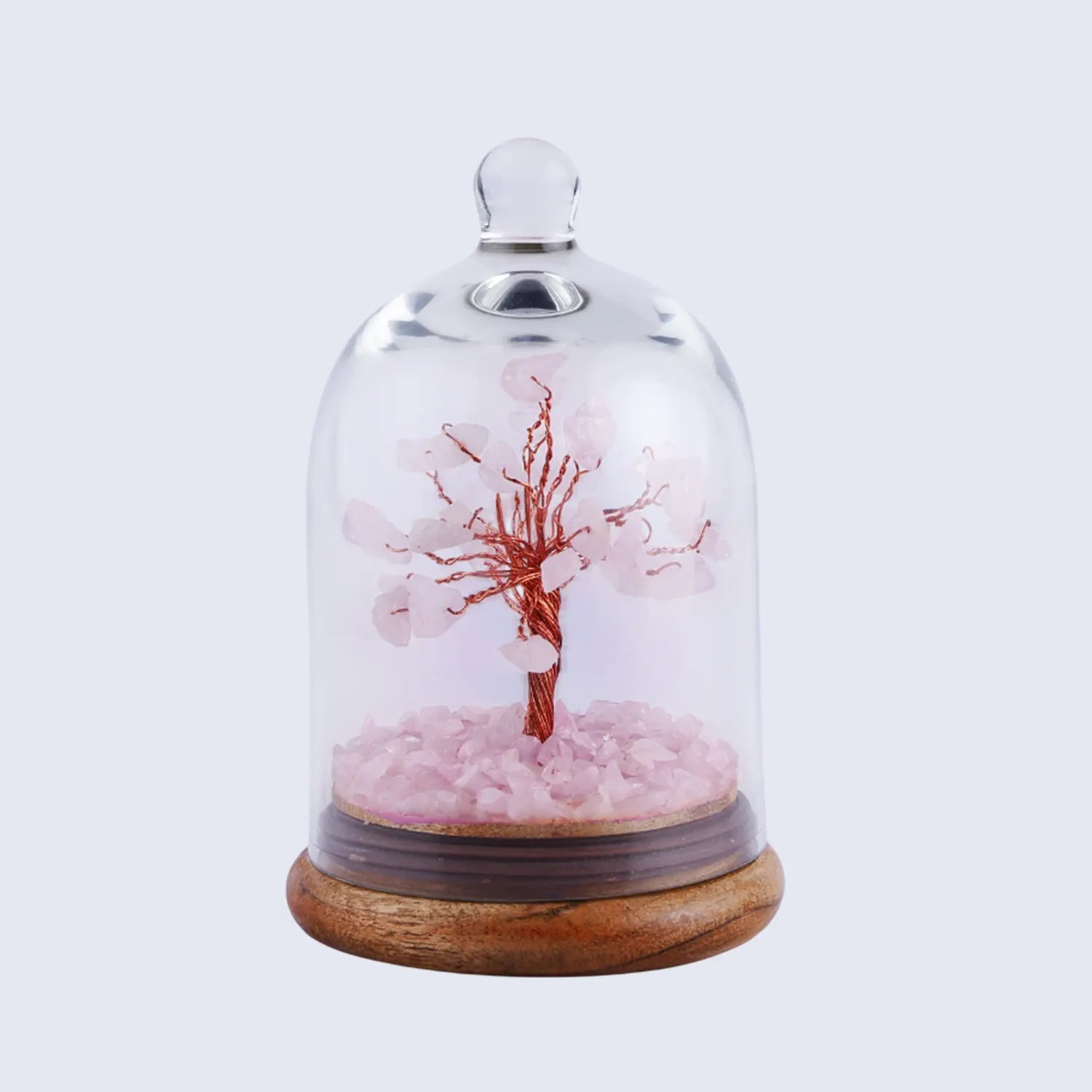 healing crystal tree rose quartz pink with dome