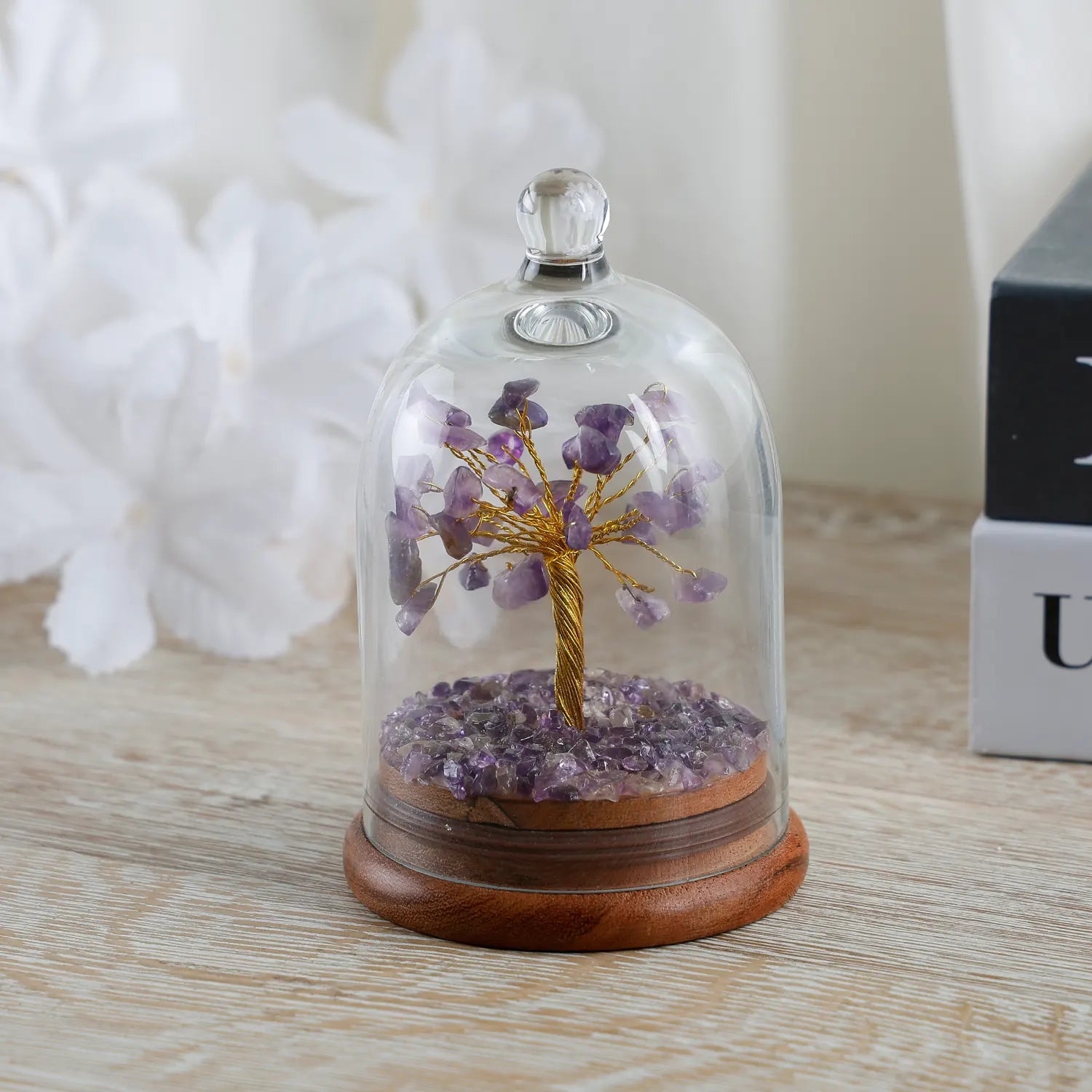 healing crystal tree amethyst with dome purple