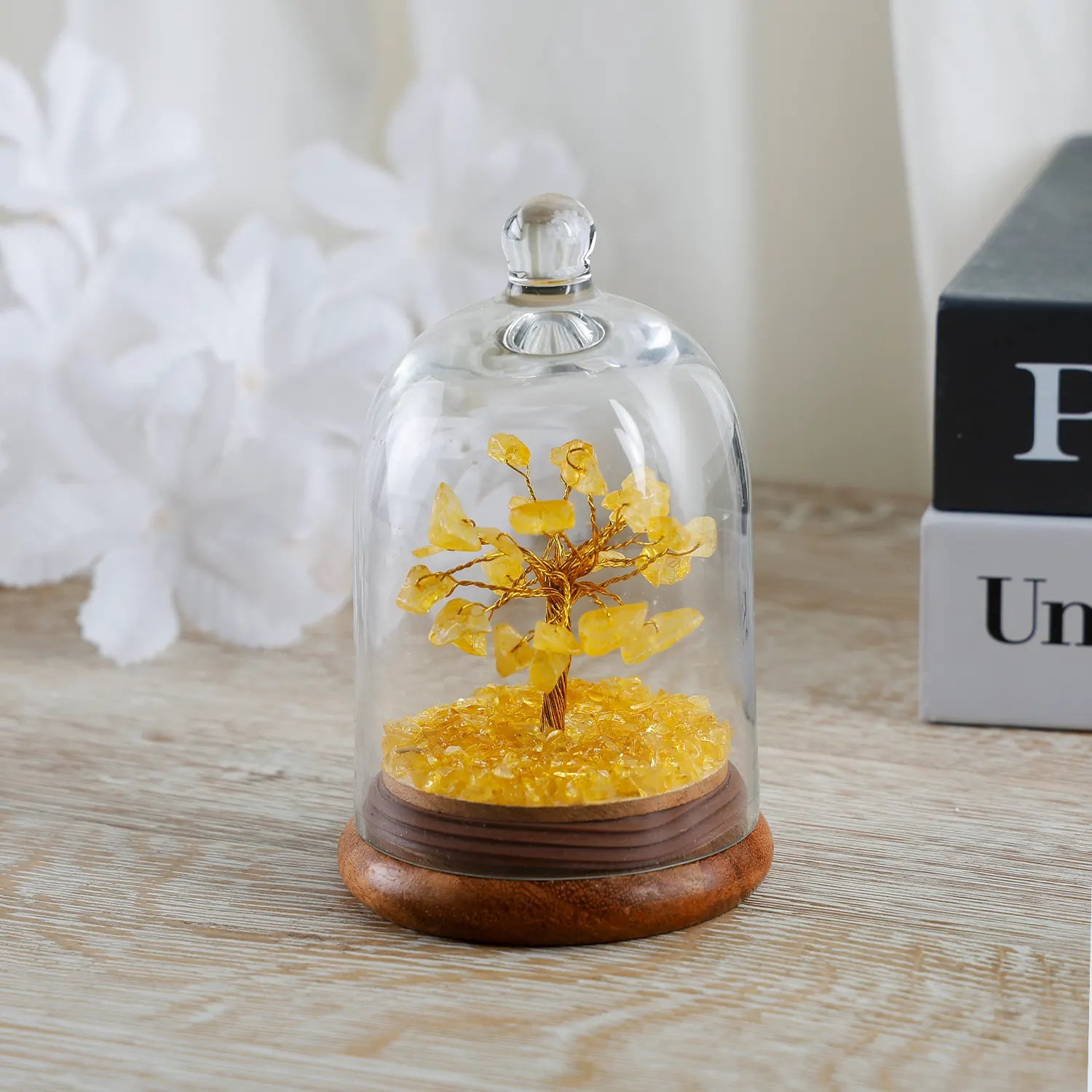 healing crystal tree citrine yellow with dome