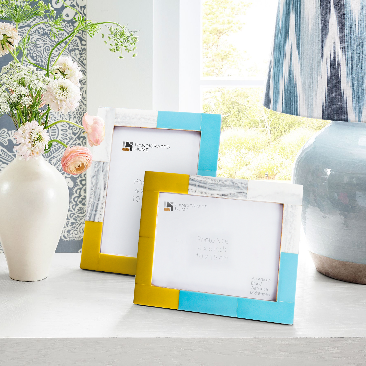 Picture Frame Mondrian Driftwood Collection Wood & Resin Inlay Multicolor– 3 Sizes (Pack of 2)