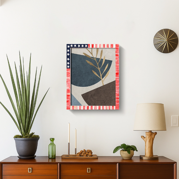 Poster Frame American Flag Collection Bone, Resin Inlay, Multi Color, 24 Sizes